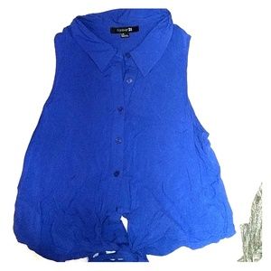 F21 Button up tie front crop top